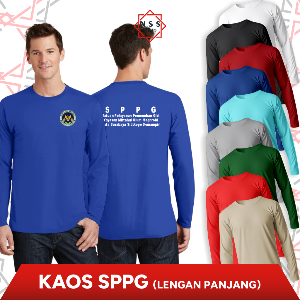 Kaos SPPG 24S Lengan Panjang Seragam Kaos Relawan SPPG MBG Kaos BGN Cotton Combed Custom Satuan