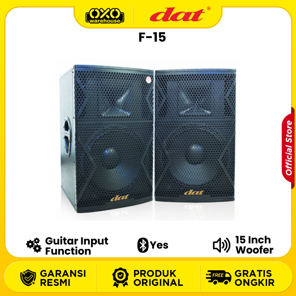 DAT F-15 | Double Woofer Speaker Aktif High Power Amplifier dengan Equalizer Control Garansi Resmi