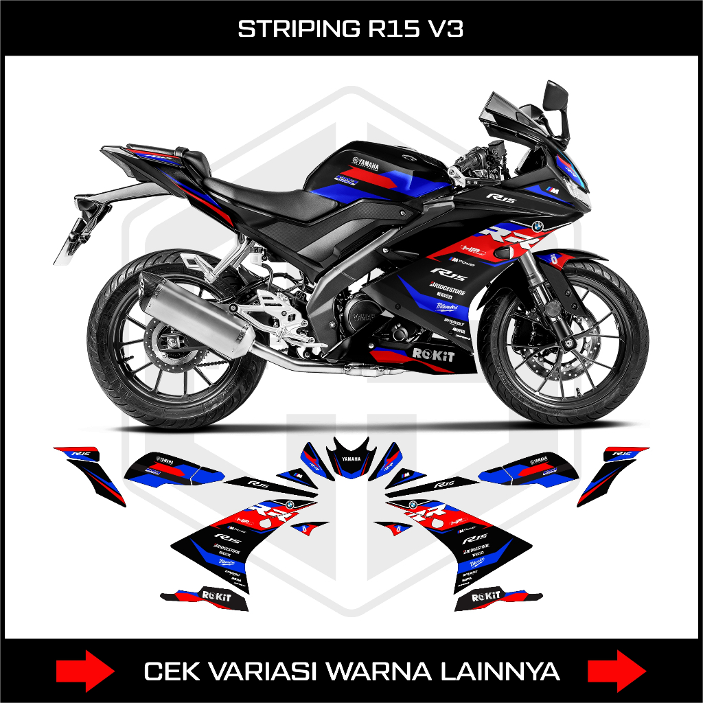 STRIPING YAMAHA R15 V3 YZFV3 VVA / DECAL STICKER R15V3 YZF V3 LIVERY KRT BMW