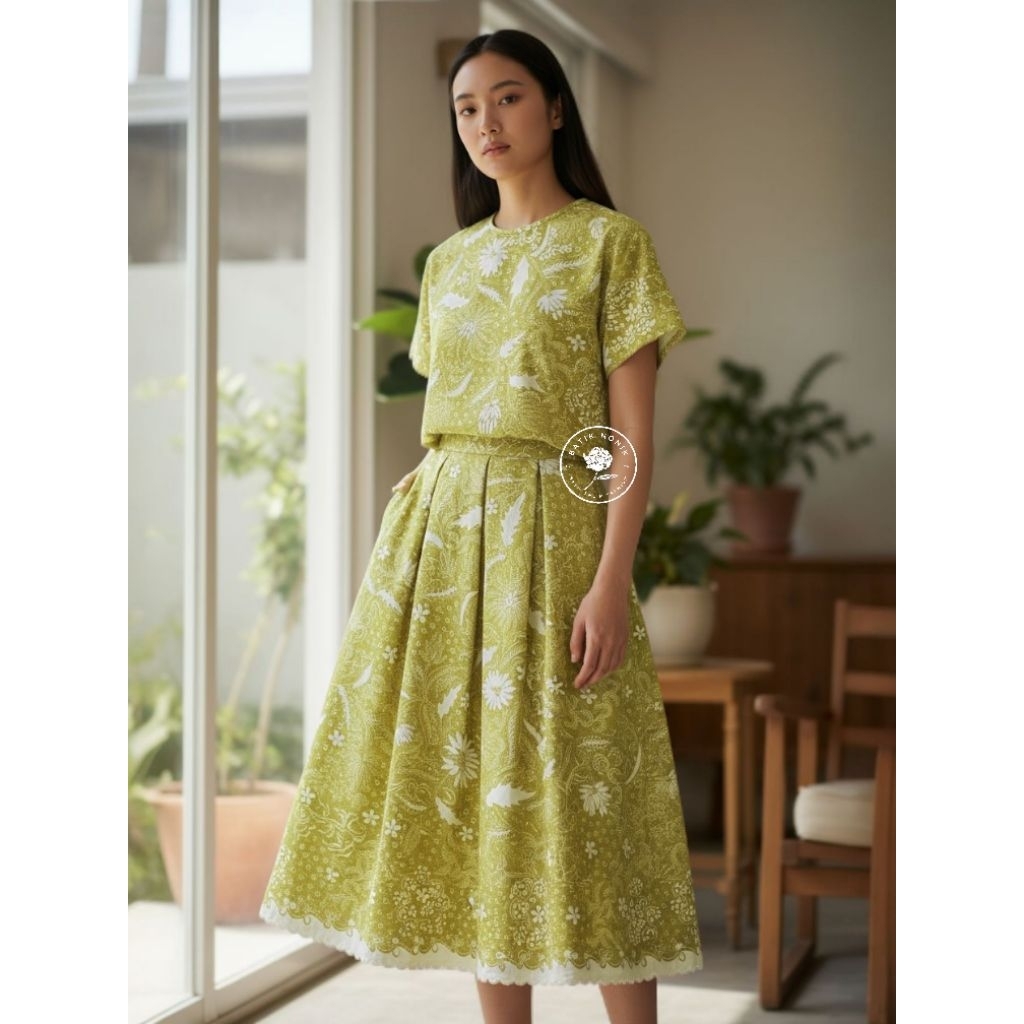 BATIK NONIK setelan rok blouse batik tulis lasem set panjang modern