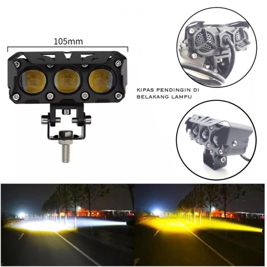 Lampu tembak LED laser 3 mata mobil/ motor