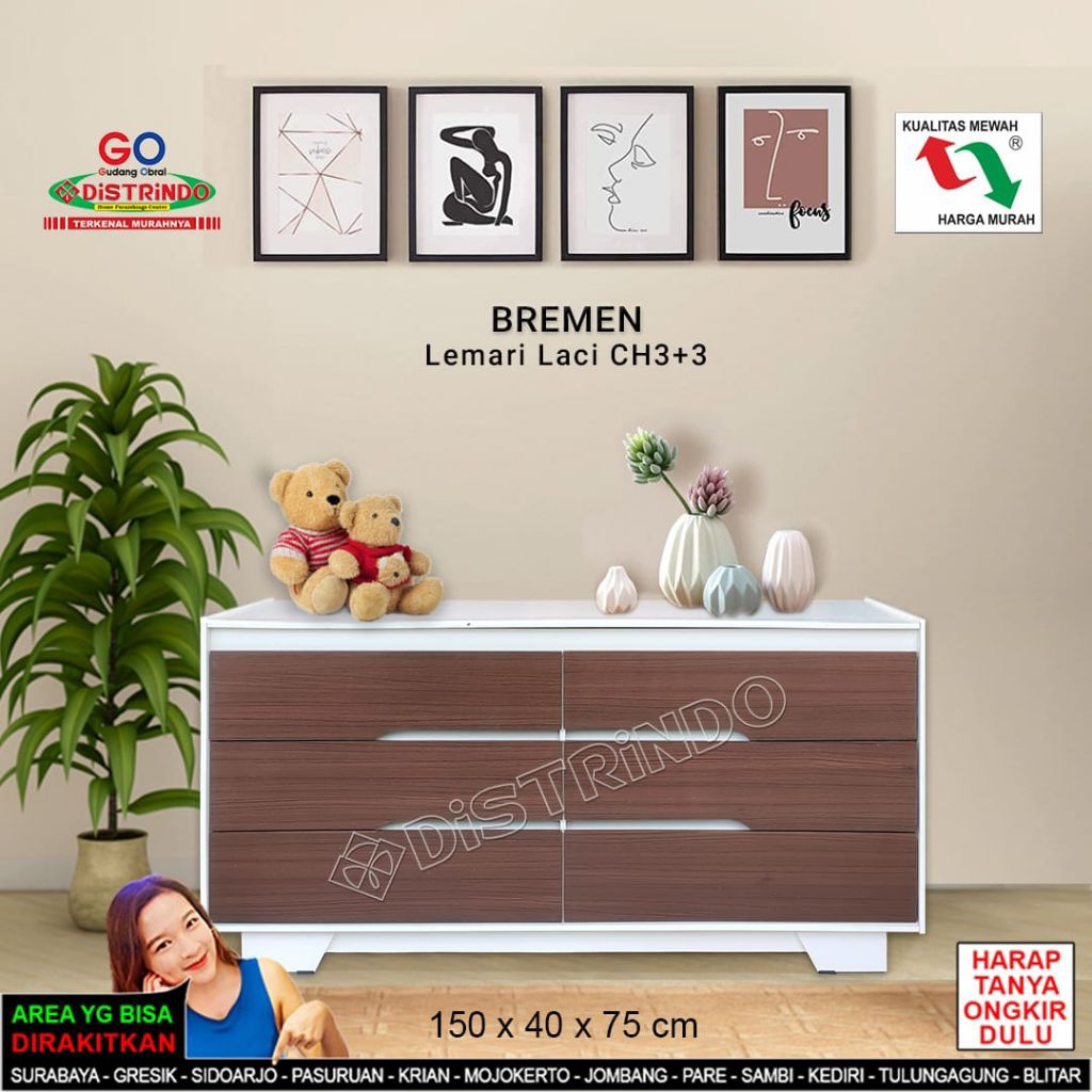 Distrindo Credenza Miinimalis Bufet Laci Rak Penyimpanan Barang