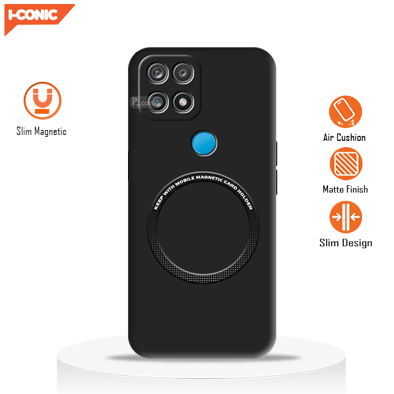 Soft Case Oppo A15 / A15s Case Ultra Slim Premium Black Matte Magnetic Ring Casing
