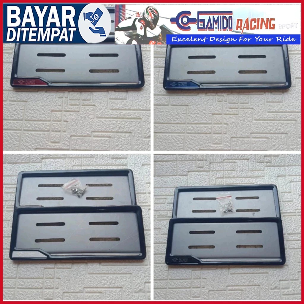 SEPASANG Cover Plat Nomor Motor Model List Bahan Besi Bingkai Plat Nomor Motor Universal