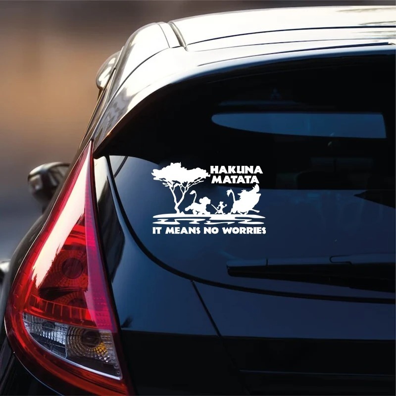 Stiker Vinil Hakuna Matata untuk Dekorasi Jendela Mobil, Stiker Laptop Raja Singa, Stiker Dinding Ka