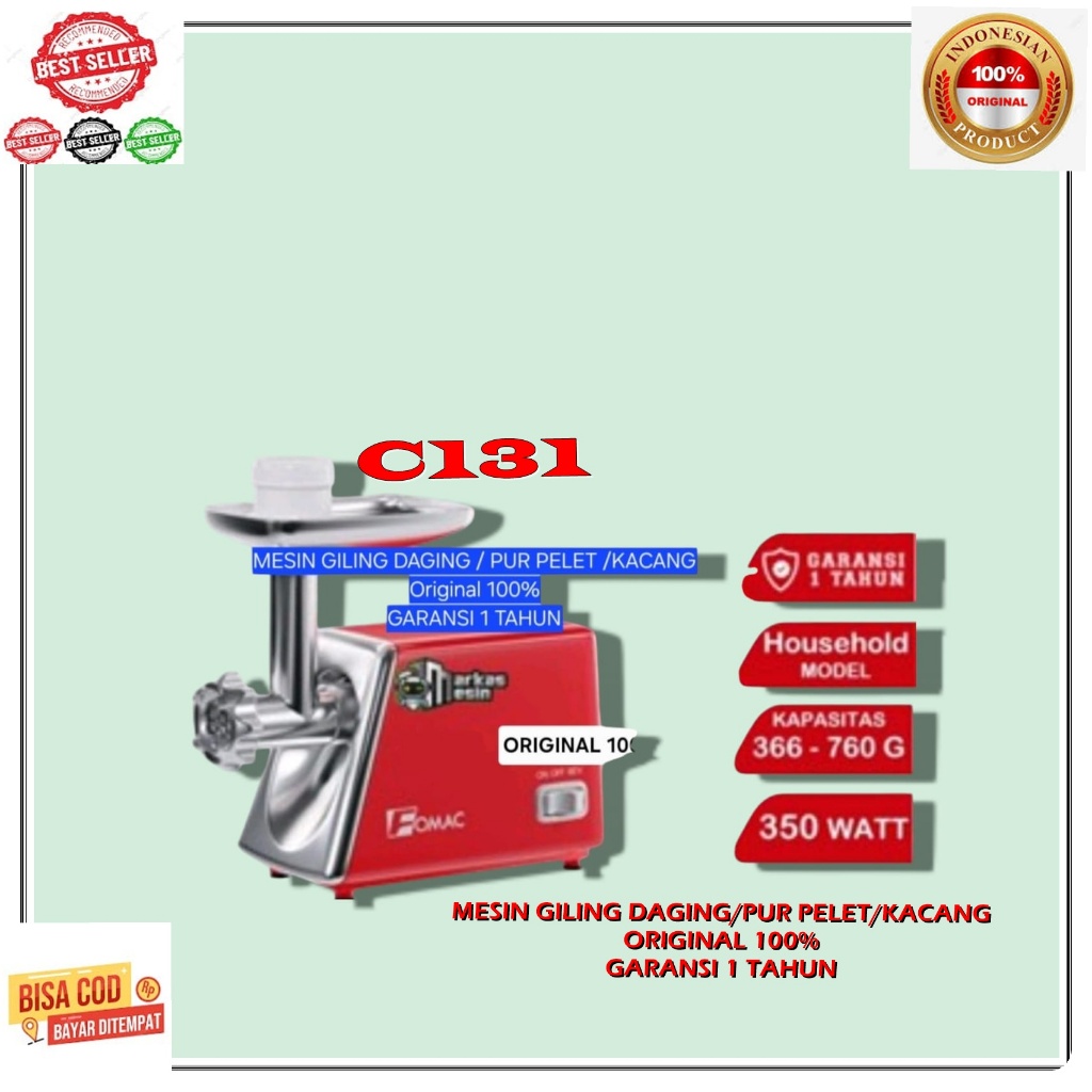 C131 ORI 100%  Mesin penggiling daging 350w 350 W ALAT PERALATAN GILING PUR VOER SAYURAN KACANG PENG