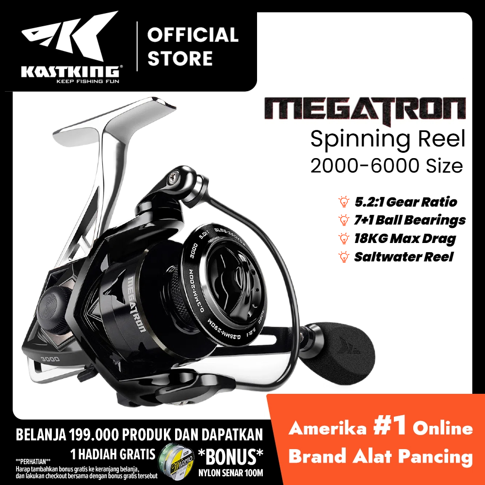 TERLARIS [OFFICIAL] KASTKING MEGATRON Reel Pancing, Saltwater Spinning Gulungan Pancing Putar,