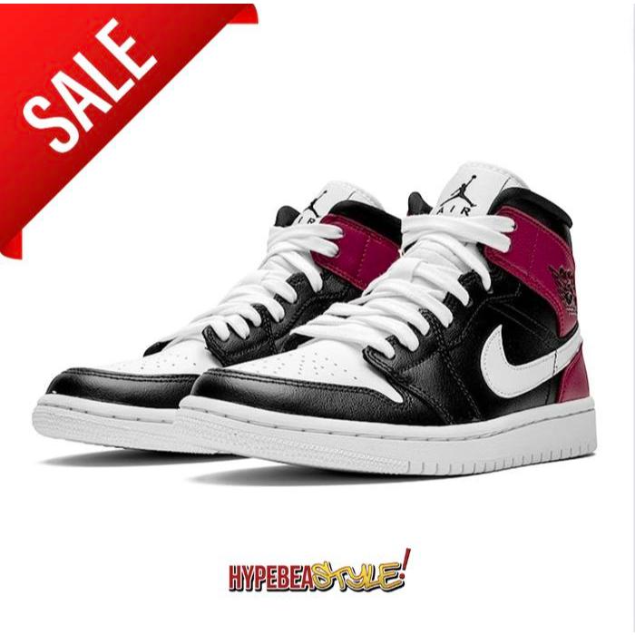 AIR JORDAN 1 MID BLACK NOBLE RED (W)