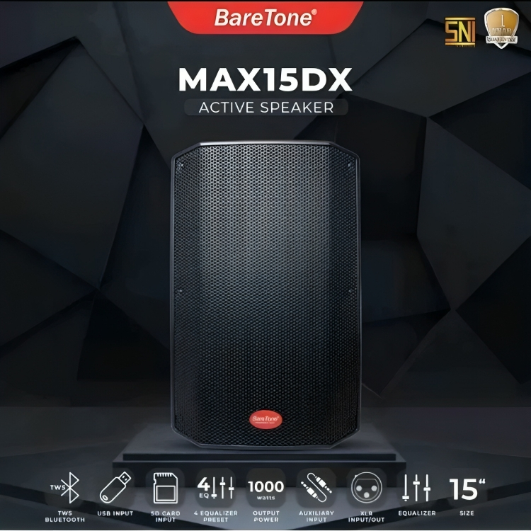 Speaker Aktif Portable Baretone 15 Inch MAX15DX/Speaker Karaoke Bluetooth Baretone 15" MAX 15 DX