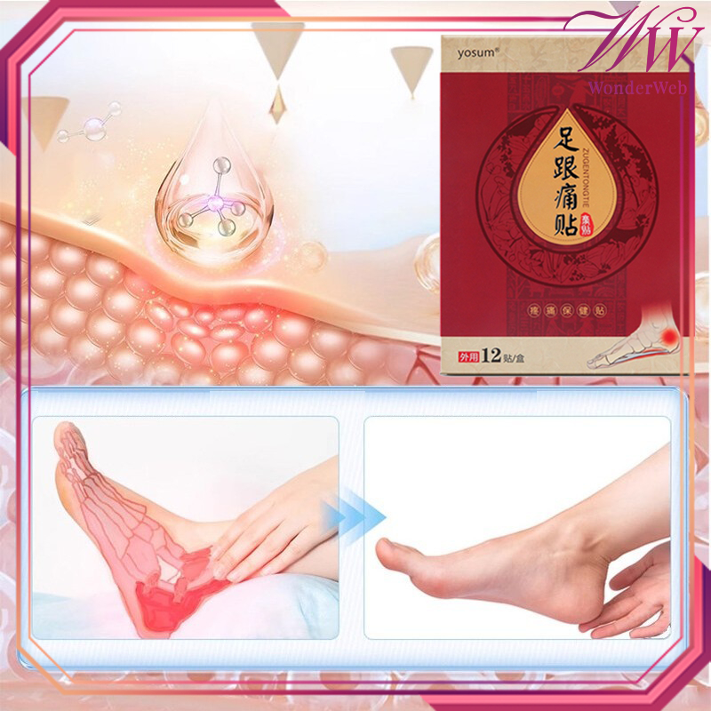 12pcs/Set Koyo Tumit Plantar Fasciitis Pereda Nyeri Tumit Kaki Koyo Sakit Tumit Kaki Obat Plantar Fa
