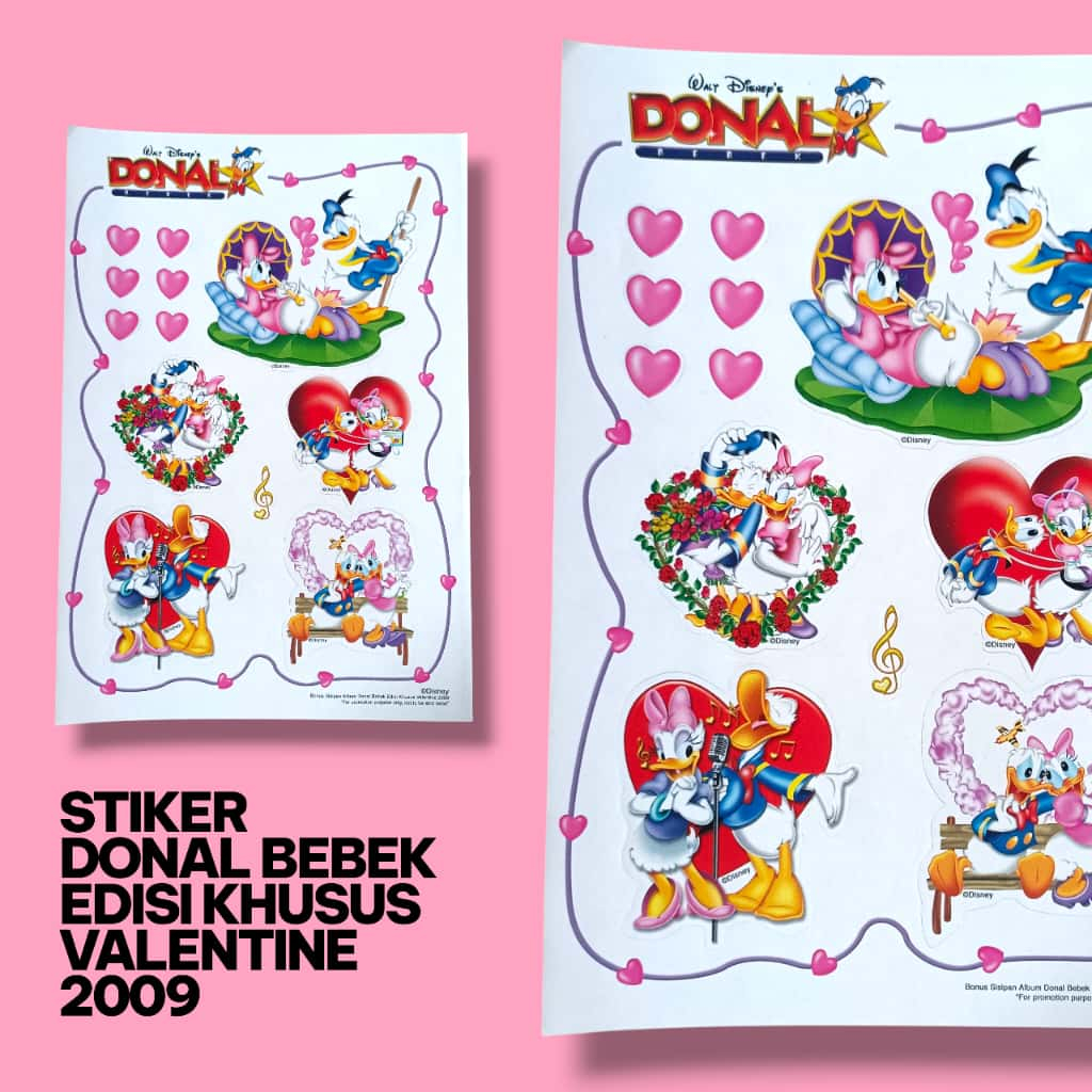Stiker Bonus Majalah Donal Bebek Edisi Valentine 2009 - Donald & Daisy Duck - Koleksi Vintage