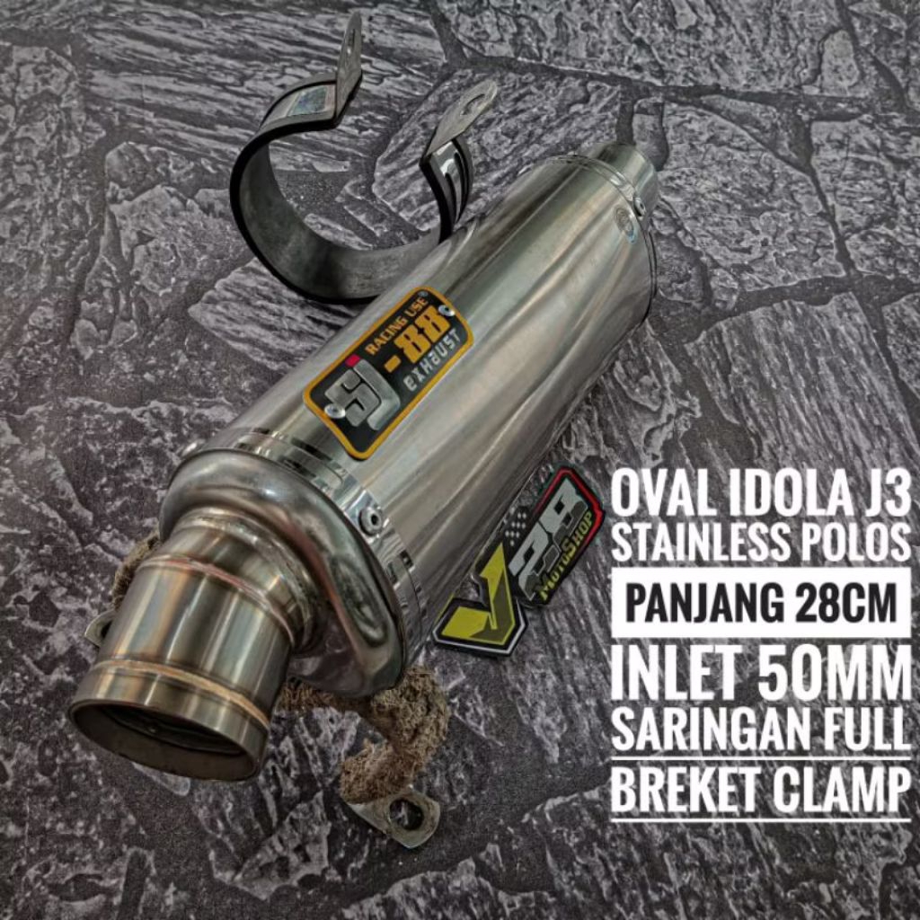 Knalpot SJ88 SILINCER type OVAL IDOLA J2 / J3 Stainless Polos Silinser Original SJ-88 Racing Exhaust