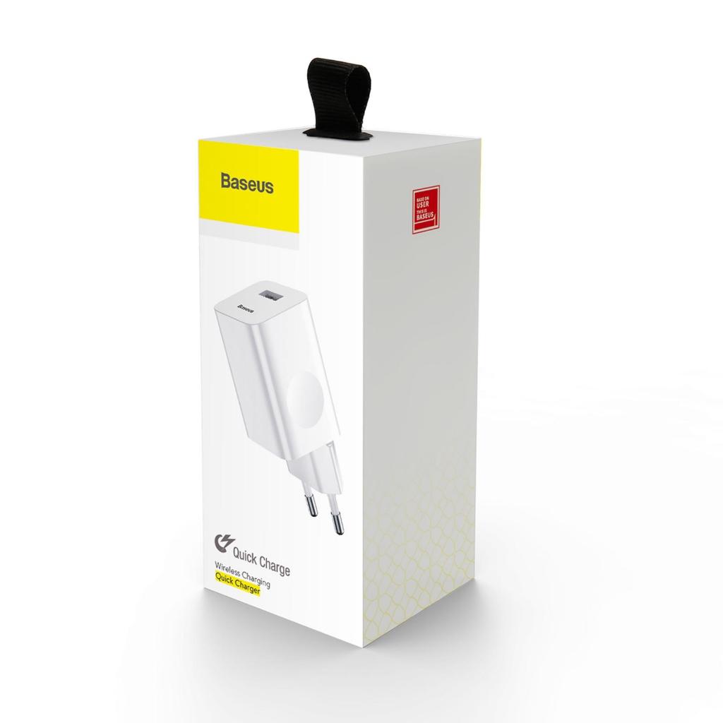 Baseus single usb charger 24w fast charging - Putih