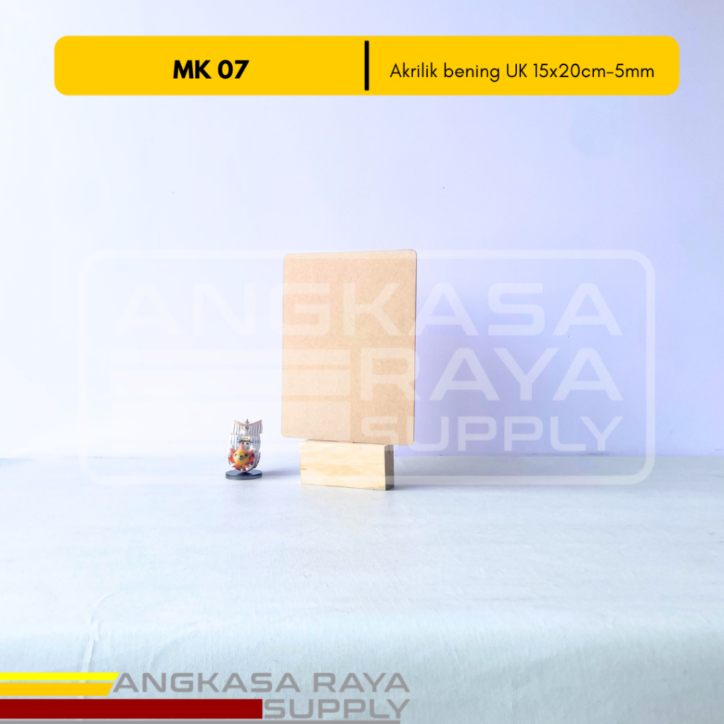 Plakat  Vandel Polos akrilik bening -Tatakan Kayu- vandel polos akrilik ukuran 15x20cm tebal 5mm