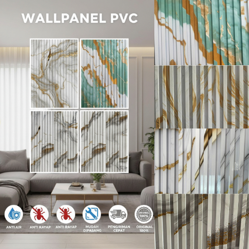 WALLPANEL PVC DEKORASI DINDING MOTIF MARMER  WOOD WALLPANEL  290CM X 16 CM