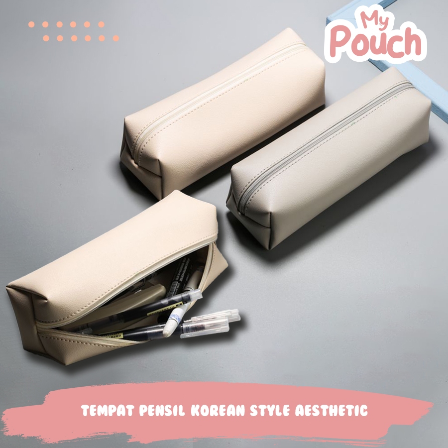 Tempat pensil bahan kulit/ Pencil case korean style aesthetic