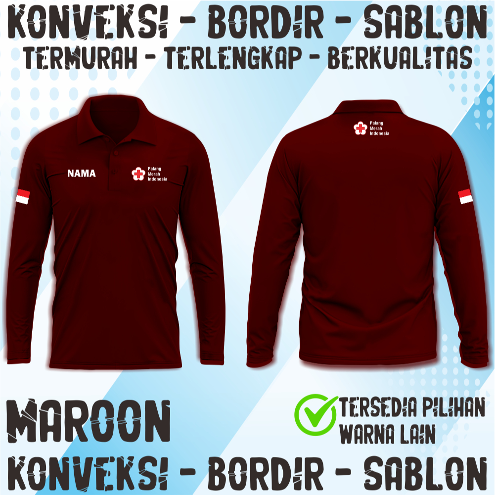 KAOS KERAH PMI INDONESIA - SERAGAM PMI - KAOS KERAH PALANG MERAH INDONESIA - BAJU KERAH PMI