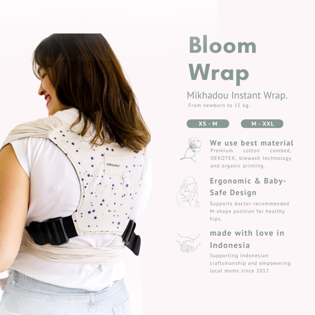 Mikhadou - Bloom Wrap Oat - Instan Wrap - Gendongan Bayi - Baby carrier