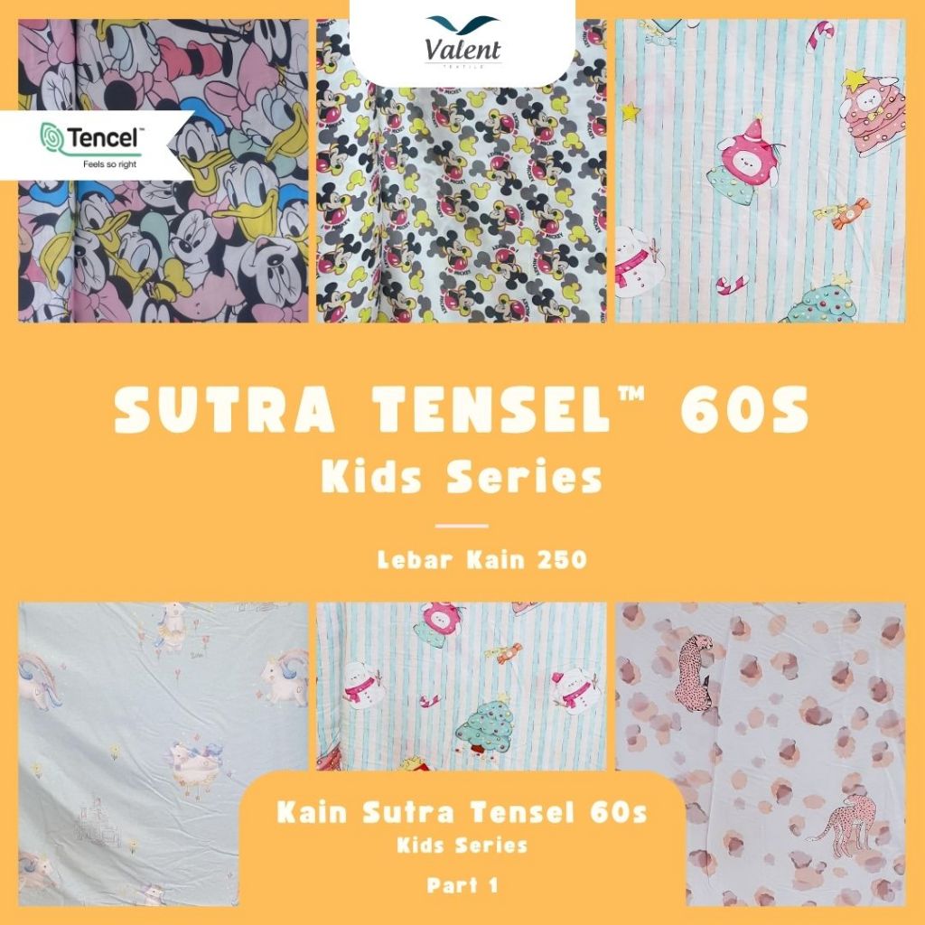 KAIN SUTRA BAMBOO ORGANIK 60S LYOCELL MOTIF ANAK PIYAMA PREMIUM 250 CM - 1