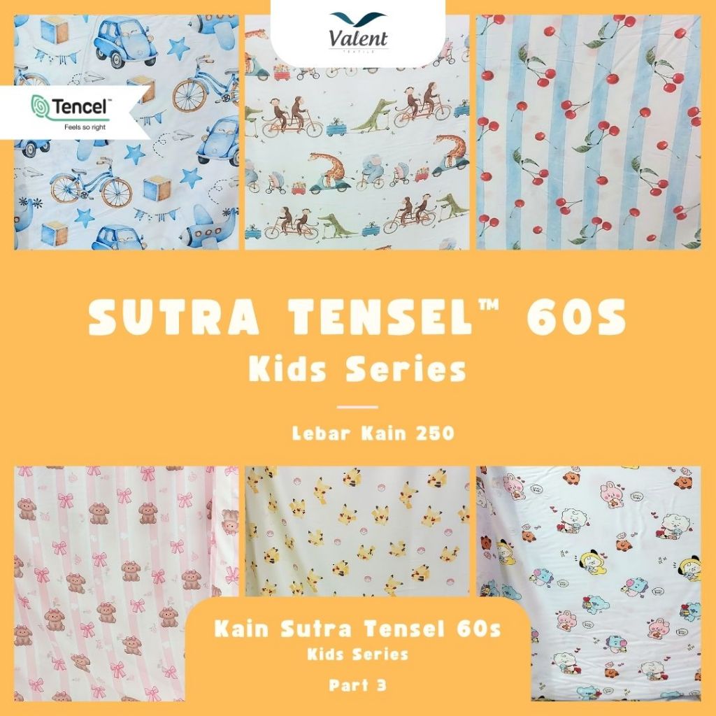 KAIN SUTRA BAMBOO ORGANIK 60S LYOCELL MOTIF ANAK PIYAMA PREMIUM 250 CM - 3