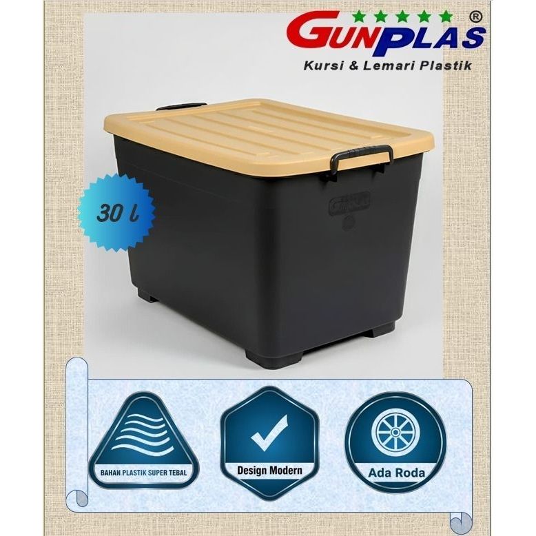 BOX CONTAINER 30 LITER + RODA - Kontainer Box Plastik / Container Box / Tempat Penyimpanan GUNPLAS