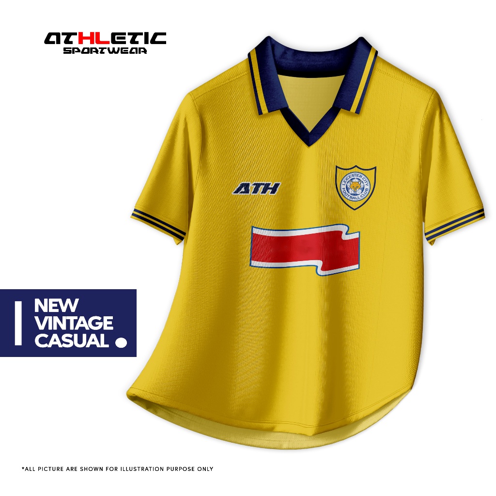ATHLETIC SPORTWEAR - Jersey Vintage Bola Fantasy Leicester City Away 1996 Fullprinting Casual - Atas