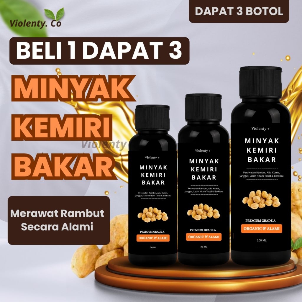 BELI 1 DAPAT 3 Kemiri Bakar Murni 100% Asli Penumbuh Rambut Pria & Wanita Penghitam Penebal Rambut
