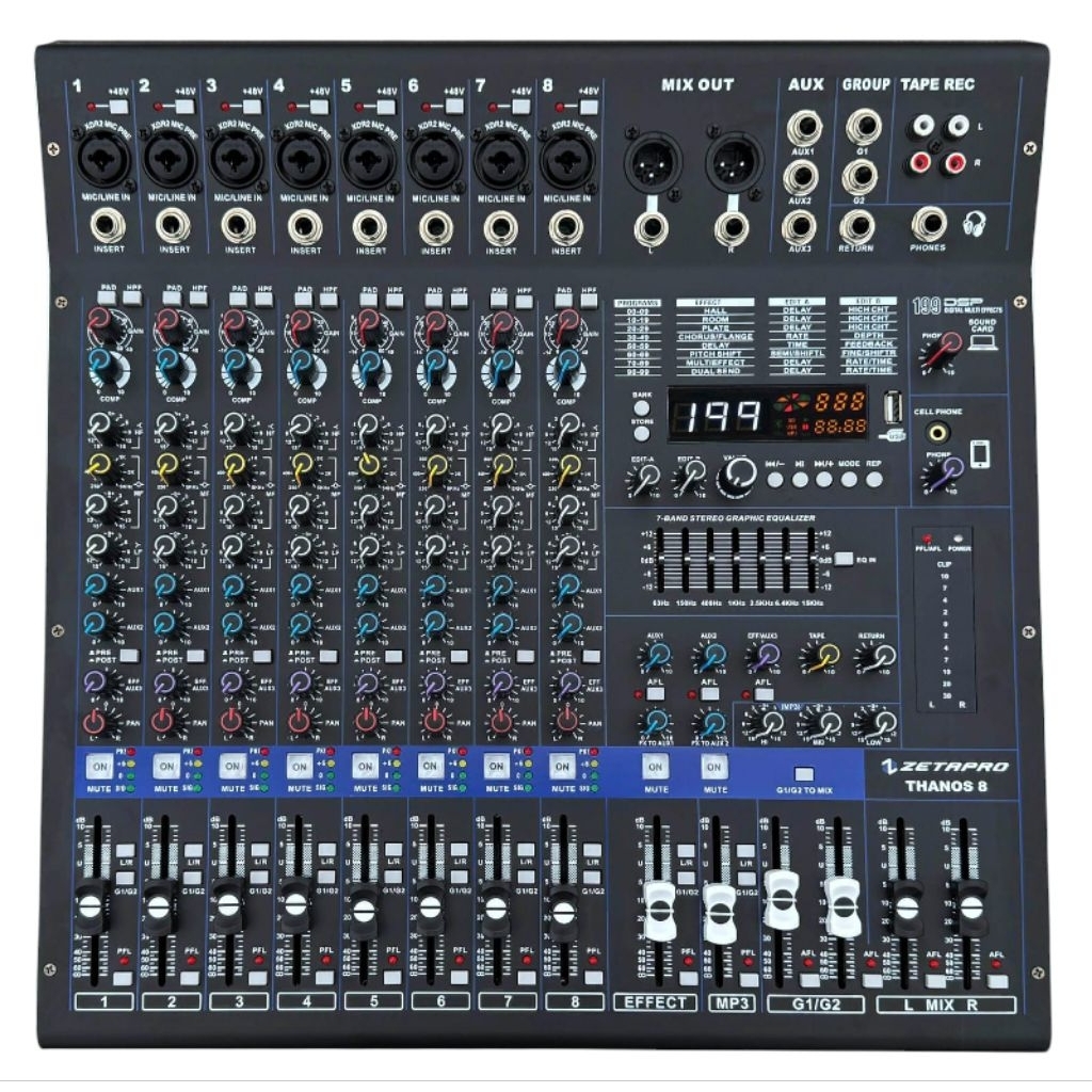 ZETAPRO MIXER AUDIO THANOS 8 NEW/THANOS 8/MIXER 8 CHANEL ORIGINAL ZETAPRO NEW COMPRESOR PERCHANEL
