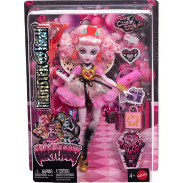 Monster High Scary Sweet Birthday Doll, Cupid Asteria in Pink and Red Party Dress with Themed Access