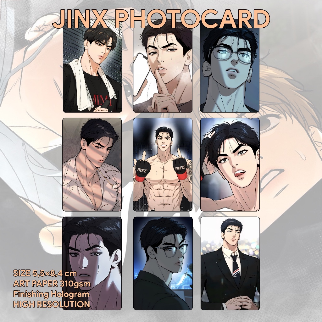 Photocard Manhwa Jinx isi 9 pcs Unofficial / Photocard Joo Jaekyung Kim Dan Manhwa Jinx