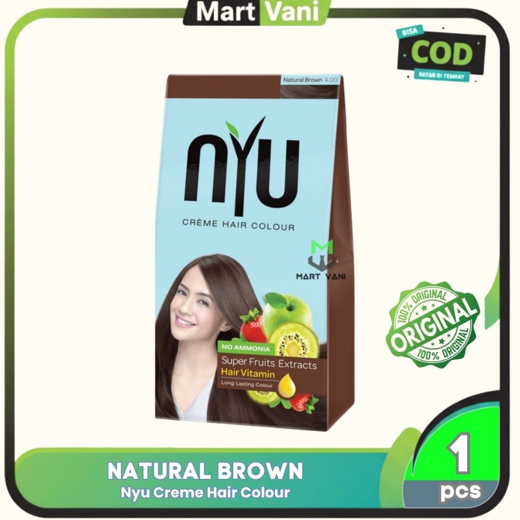 NYU CREME PEWARNA RAMBUT - NYU CREME HAIR COLOUR BOX NATURAL BROWN (Semir rambut)