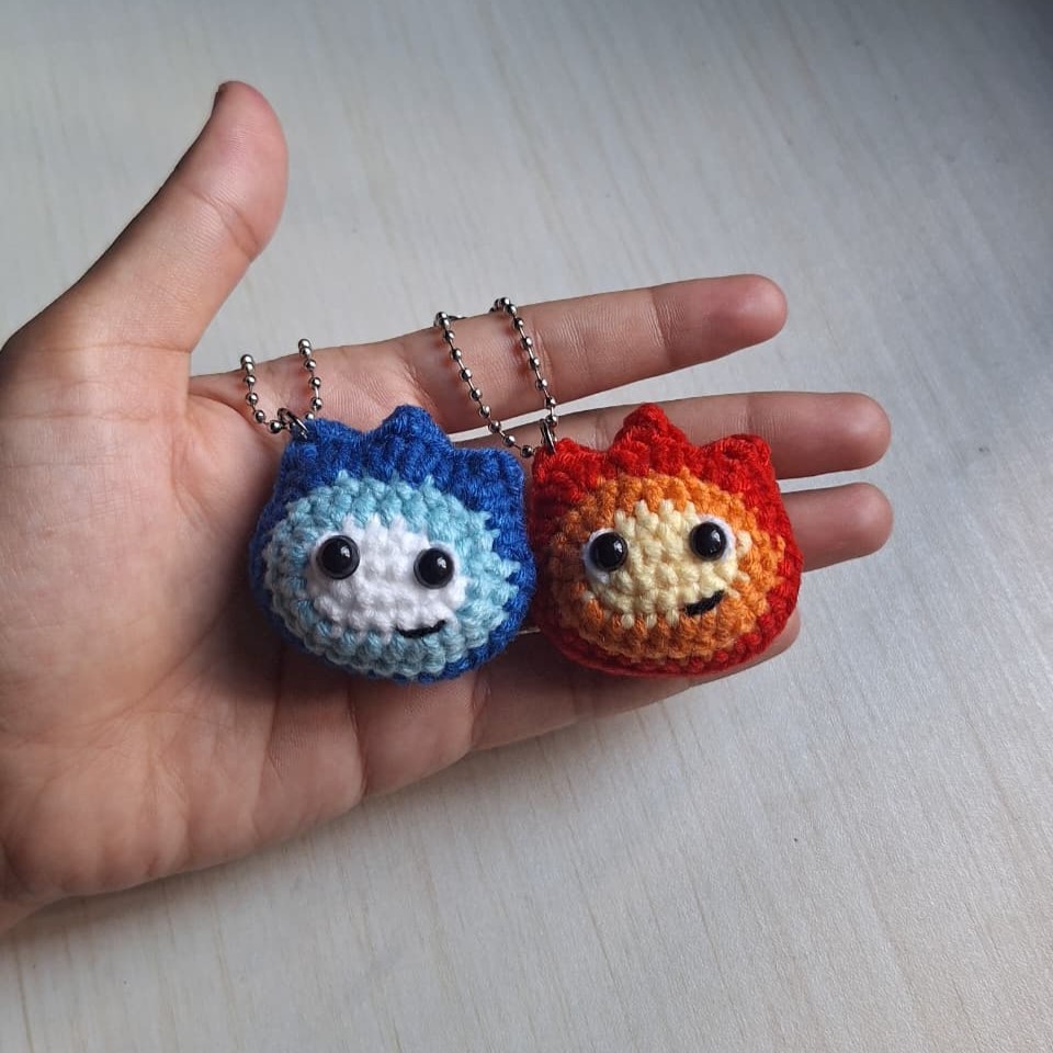 Gantungan Kunci Rajut Calcifer Ghibli | Ready