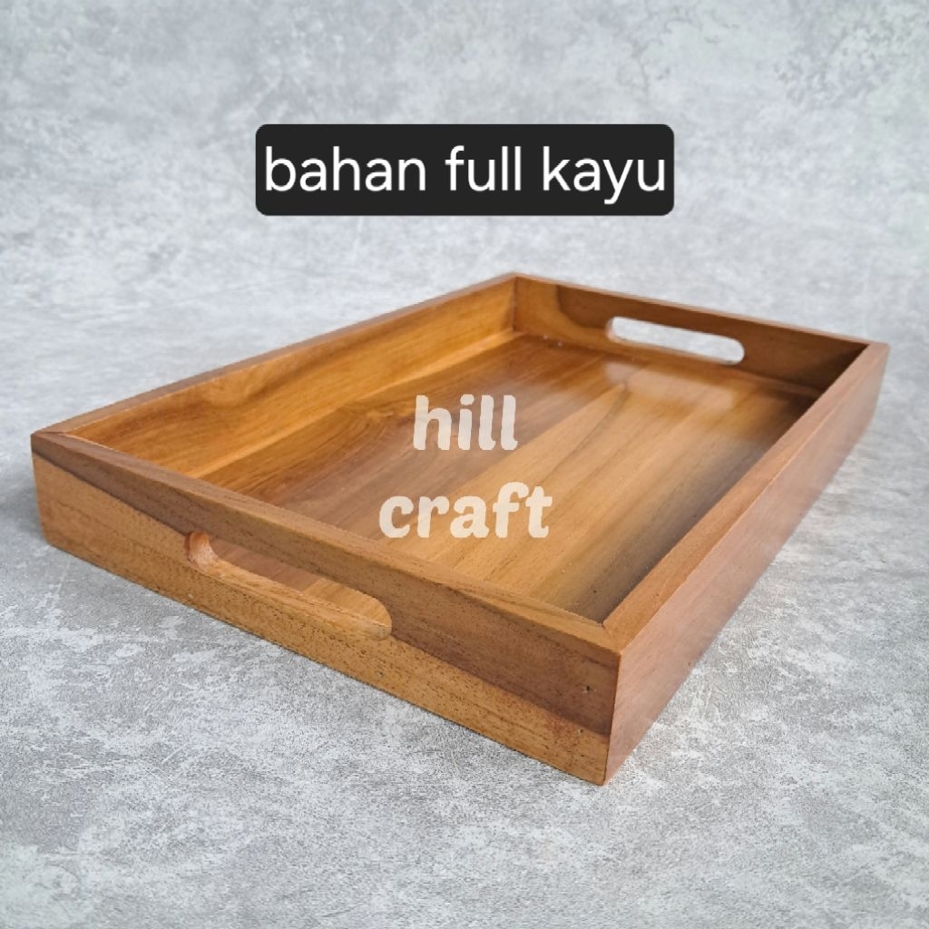 Nampan kotak  kayu jati asli  full kayu