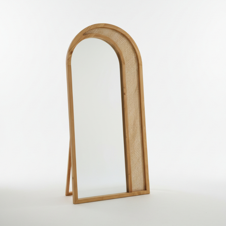 Standing Mirror Rotan Kayu Jati