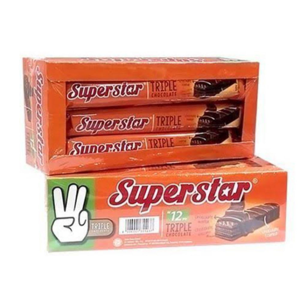 Superstar Wafer Triple Chocolate Dus 12 Bungkus x 18 Gr