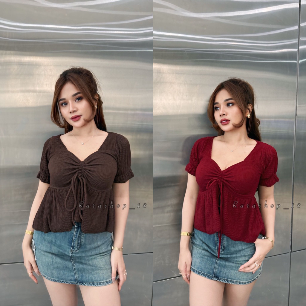 Atasan Wanita Merly knip tali depan //Atasan Wanita