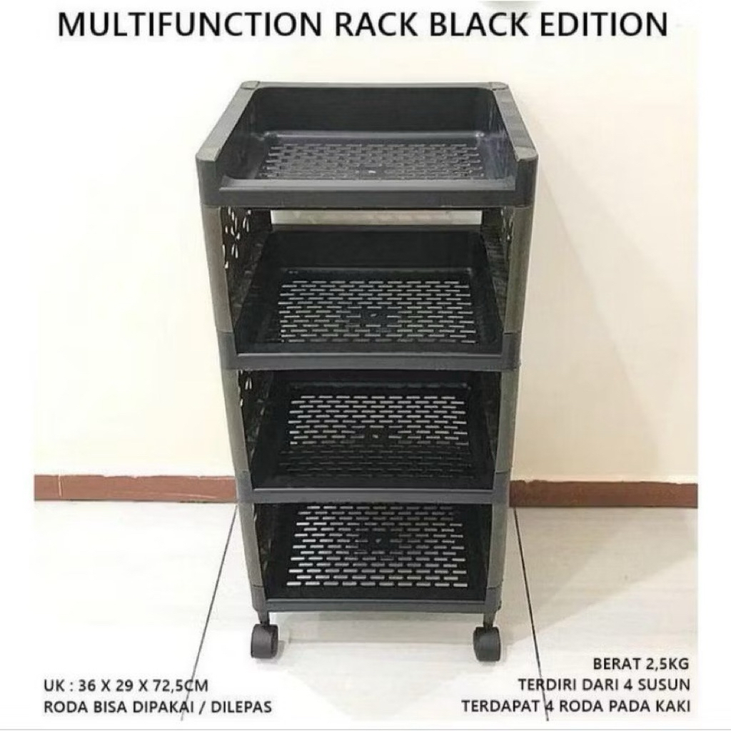 Rak susun 4 susun roda / rak serbaguna 4 susun