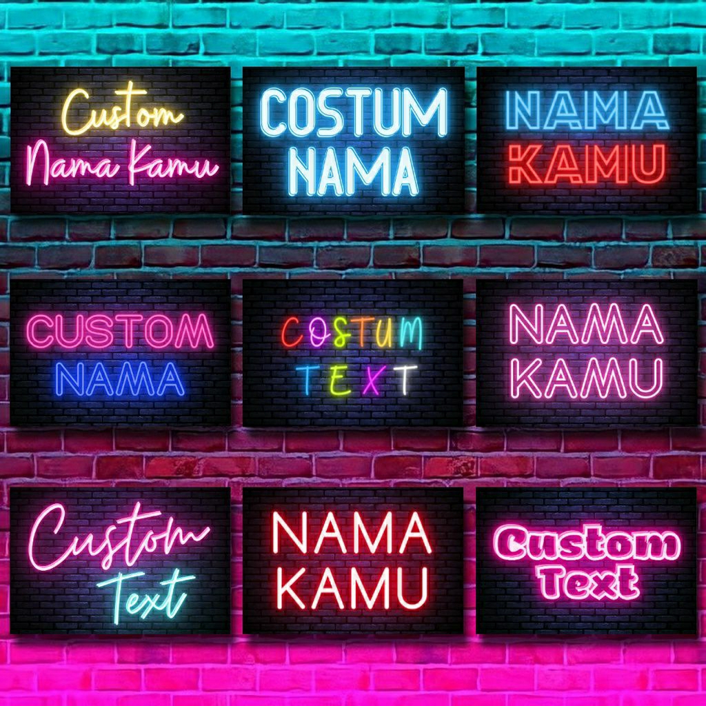 Custom Text Neon Poster kayu | pajangan dinding aesthetic | background live | background studio