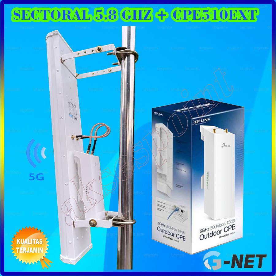 Sectoral Mimo 5.8 GHz 20 dBi 120 derajat Plus CPE 510 EXT 27 DBM Bukan AirMax Ubiquity AM-5G19-120 |