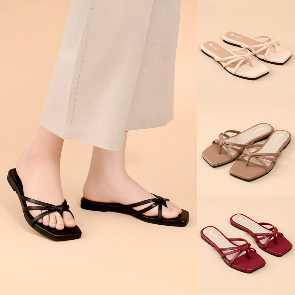 Aluna KIVA Sandal Jepit Wanita Tali Flat Terbaru Kekinian Sendal Teplek Elegan Korea Empuk Simpel