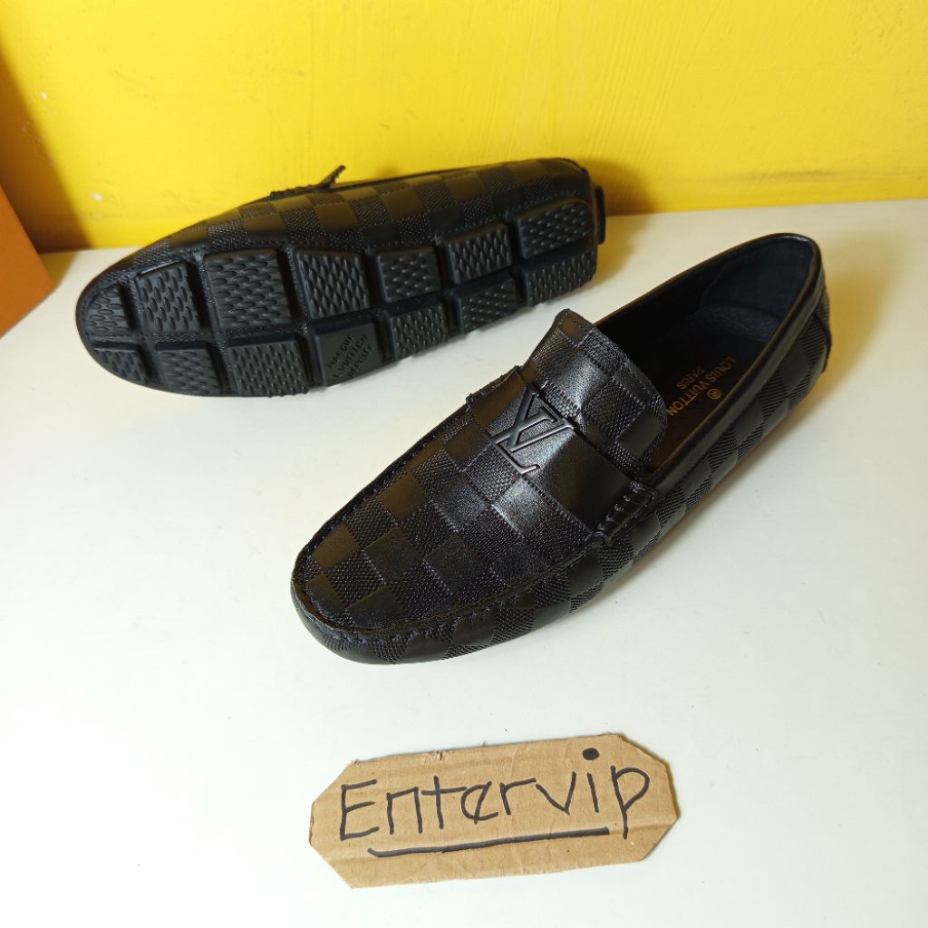 02675 sepatu slip on pria kulit asli loafers cowok branded vip
