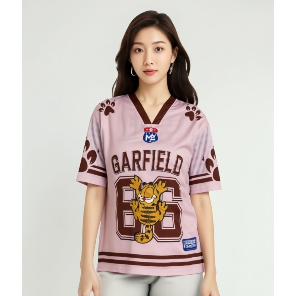Jersey Streetwear Vintage Garfield Line Number 66 / Jersey Unisex Kasual Daily wear