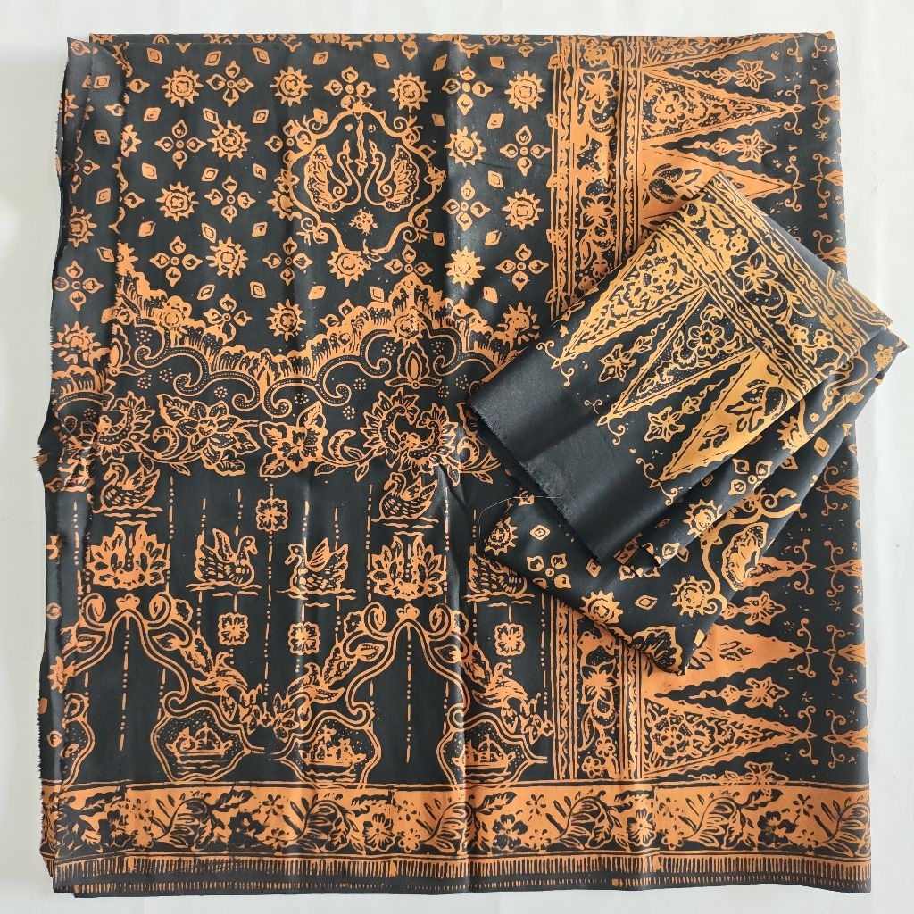 Set sarung selendang batik jambi katun angsoduo cokelat setelan kain tengkuluk