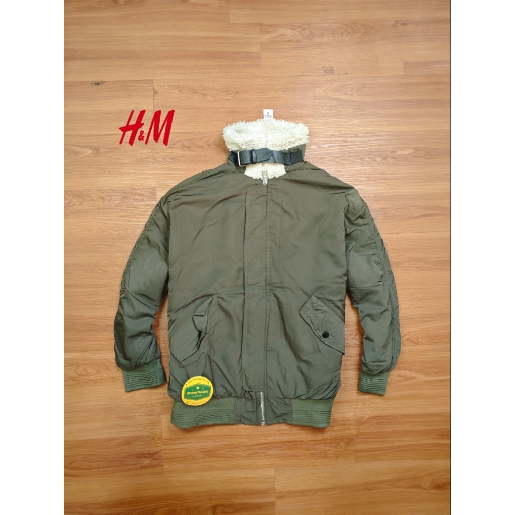 hnm Casual green army sherpa jacket