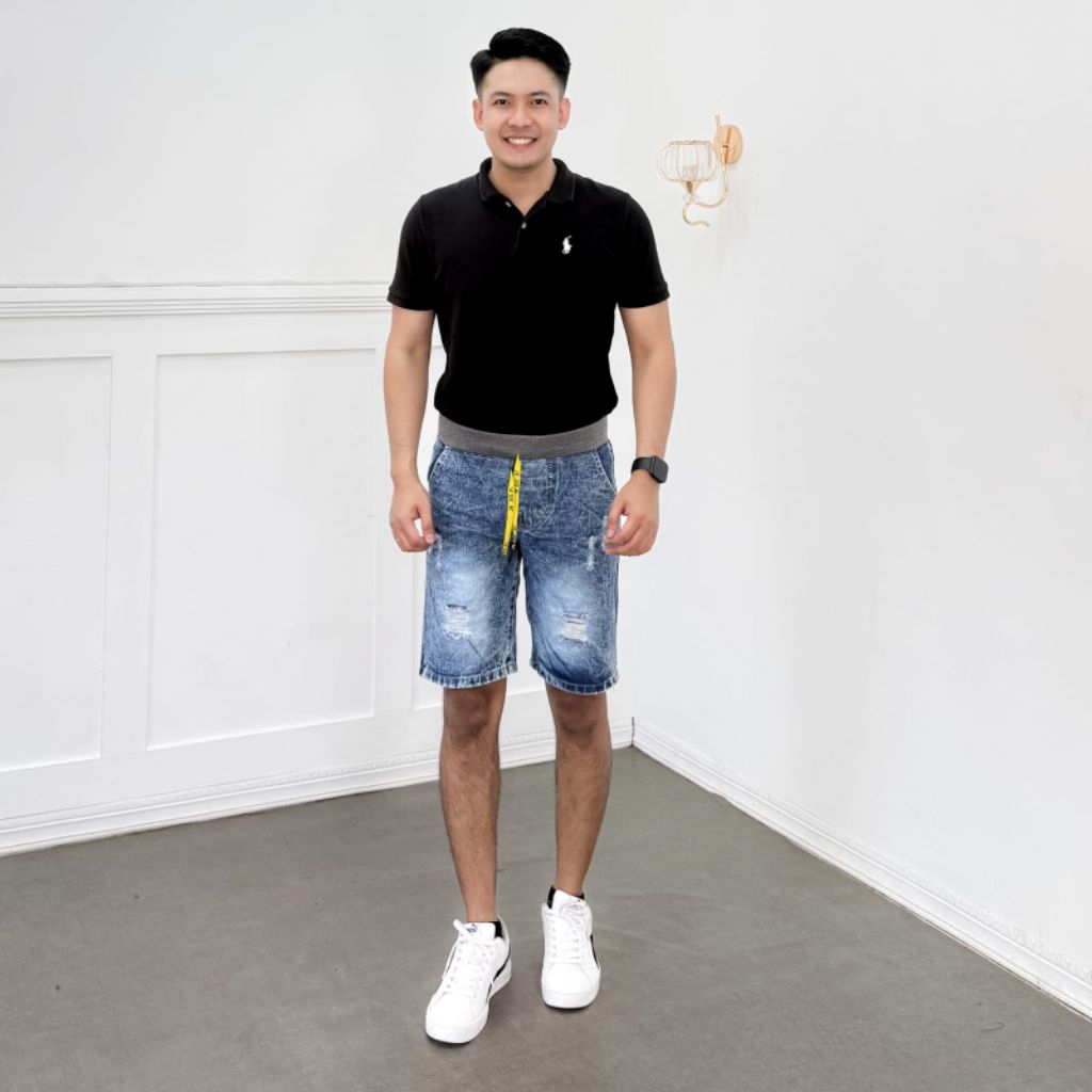 Celana Pendek Rip Jeans Pria Celana Pendek Rip Sobek