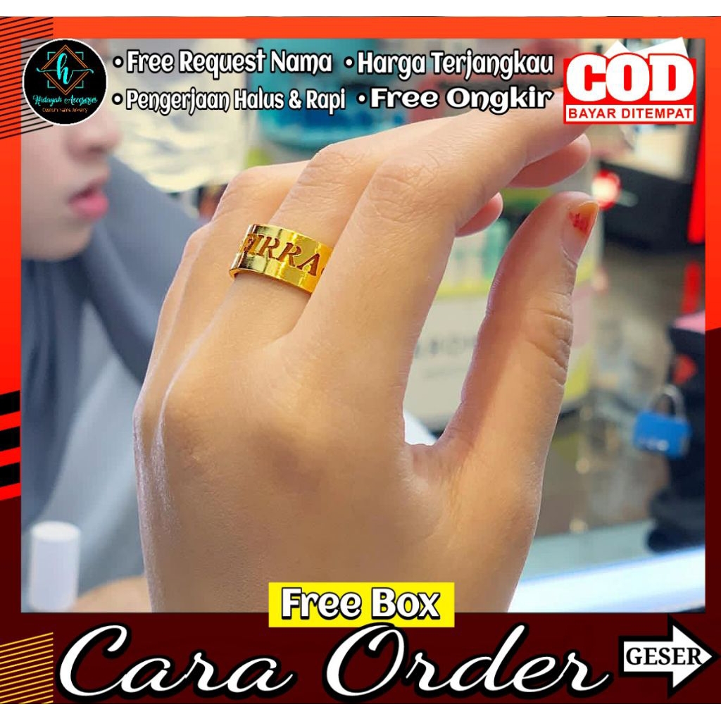 (BISA COD) Cincin Nama Sendiri Cincin Handmade Ukir Nama Cincin Kekinian Murah Free Request Nama dan