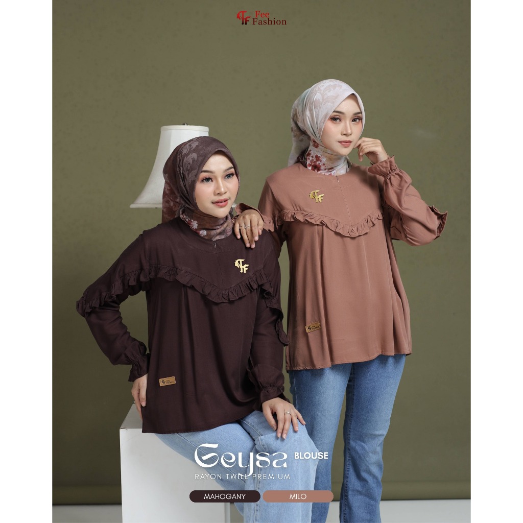 GEYSA Blouse Kemeja Atasan Wanita Rayon twiil Premium Fee Fashion