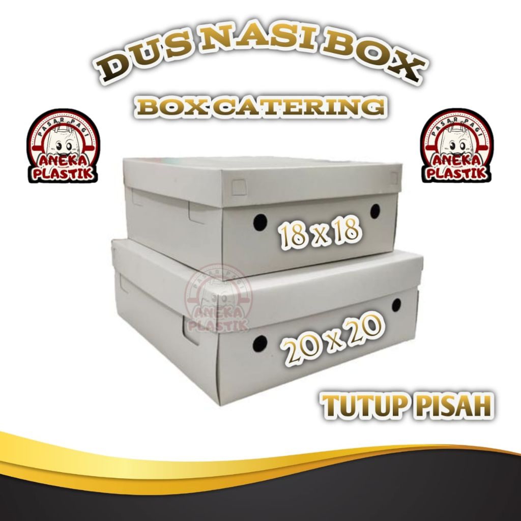 DUS NASI / BOX NASI KOTAK UKURAN 18X18 & 20X20 WARNA PUTIH TEBAL - 1 PACK ISI 50 BOX NASI ( ADA HARG