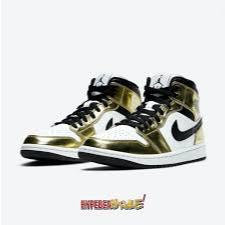 AIR JORDAN 1 MID METALLIC GOLD BLACK WHITE