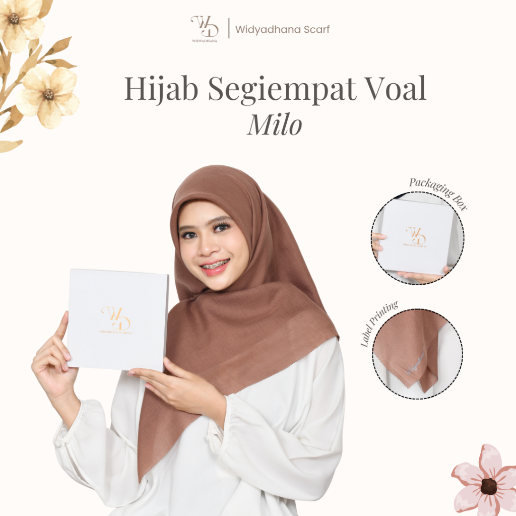 WD Scarf - Milo Hijab Segiempat Polos Jilbab Square Premium Kerudung Voal Paris Lasercut Packaging B